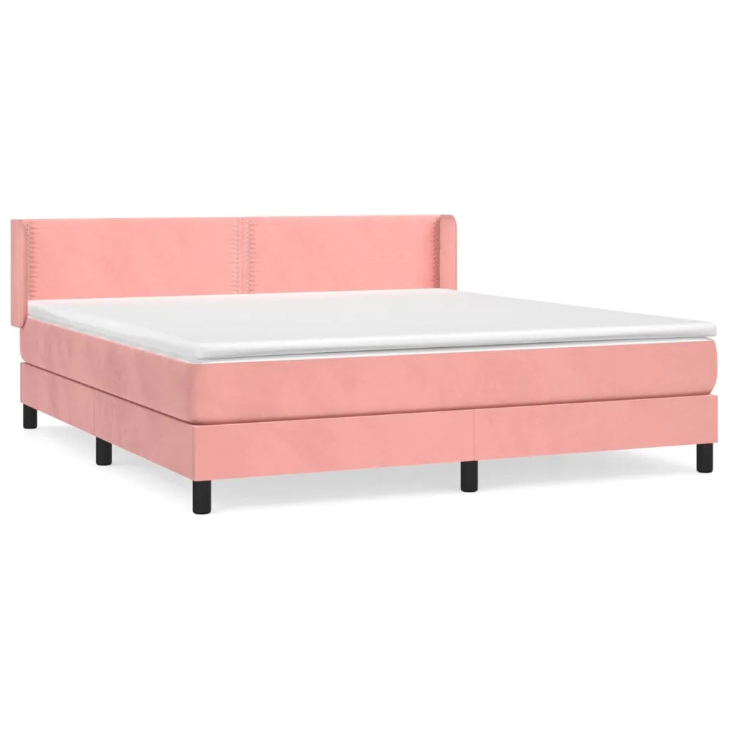 Giroletto a Molle con Materasso Rosa 160x200 cm in Velluto 3130912