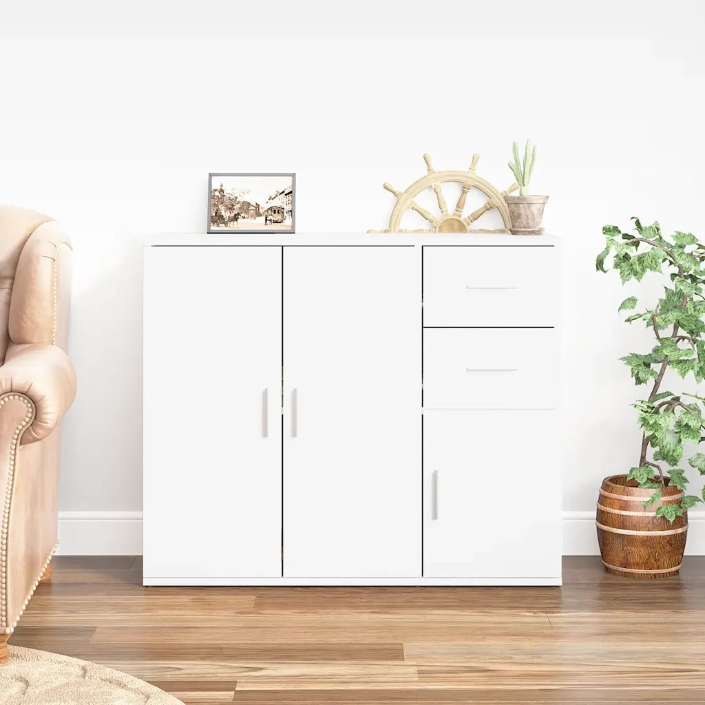 Credenza-Buffet-Armadio da cucina Bianca 91x29,5x75 cm in Legno Multistrato