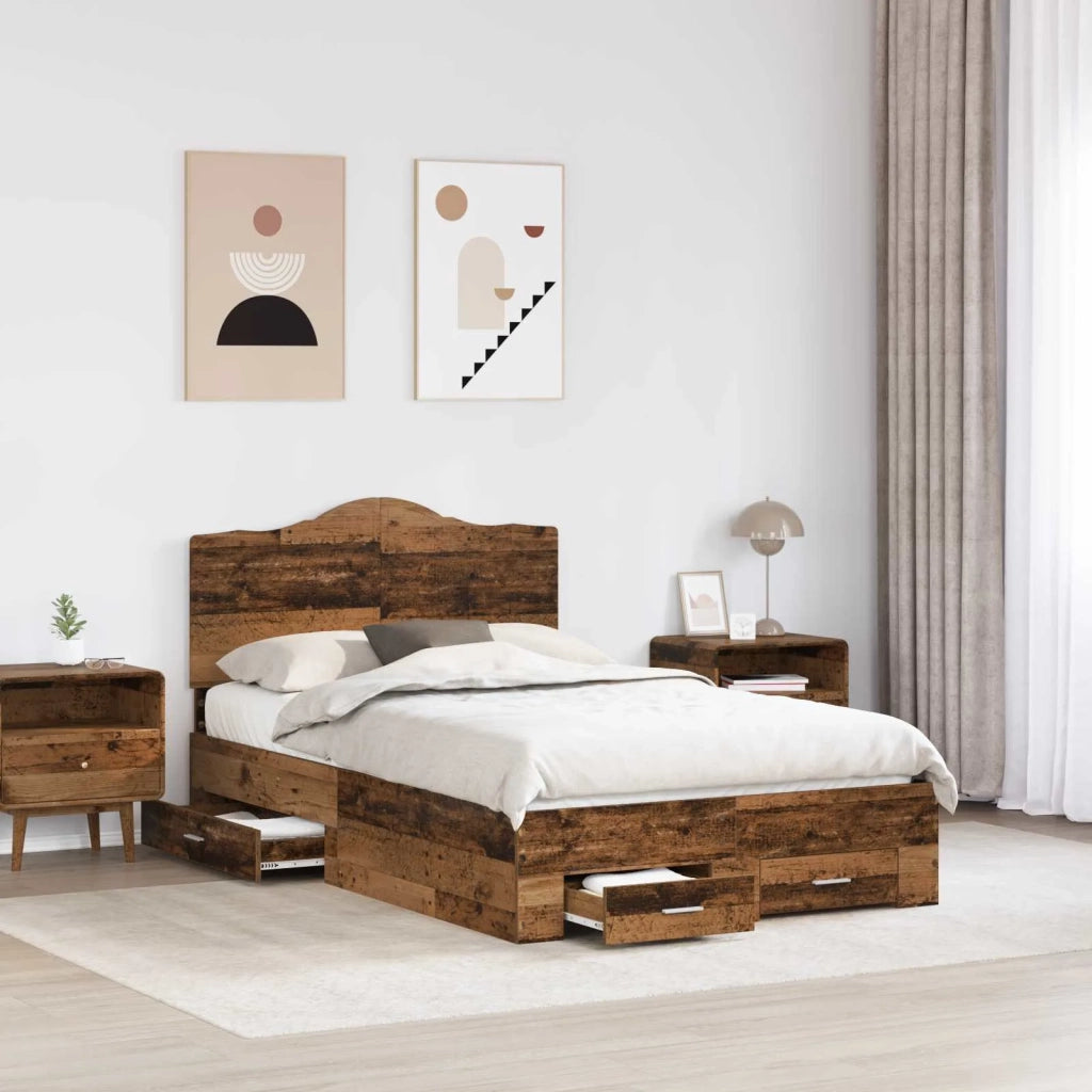 Struttura del letto con testiera Legno vecchio 120 x 190 cm