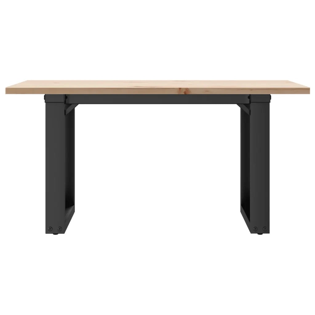 Tavolino da Salotto Telaio a O 80x50x40cm Legno Pino e Acciaio