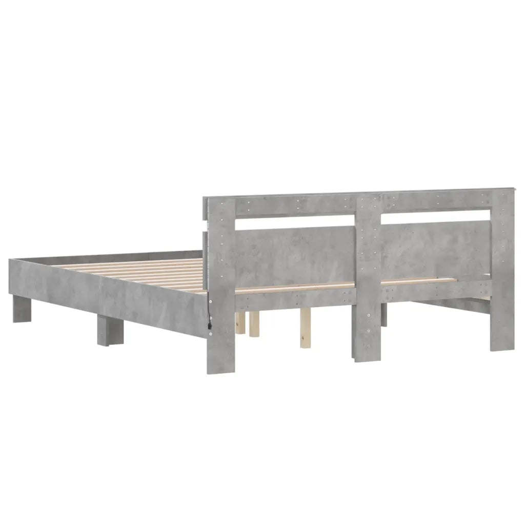 Giroletto con Testiera e LED Grigio Cemento 140x190 cm 3207563