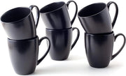 Set di Tazze da Caffè da 6 - Ceramica di Alta Qualità, Manico Grande - Grandi Tazze, Nero