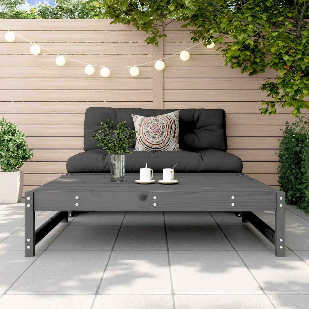 Sedia da giardino-Poggiapiedi da Giardino 120x80 cm Legno Massello di Pino Grigio 411039