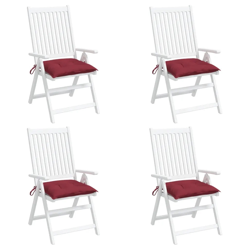 Cuscini per Sedia 4 pz Rosso Vino 40x40x7 cm in Tessuto Oxford 361478