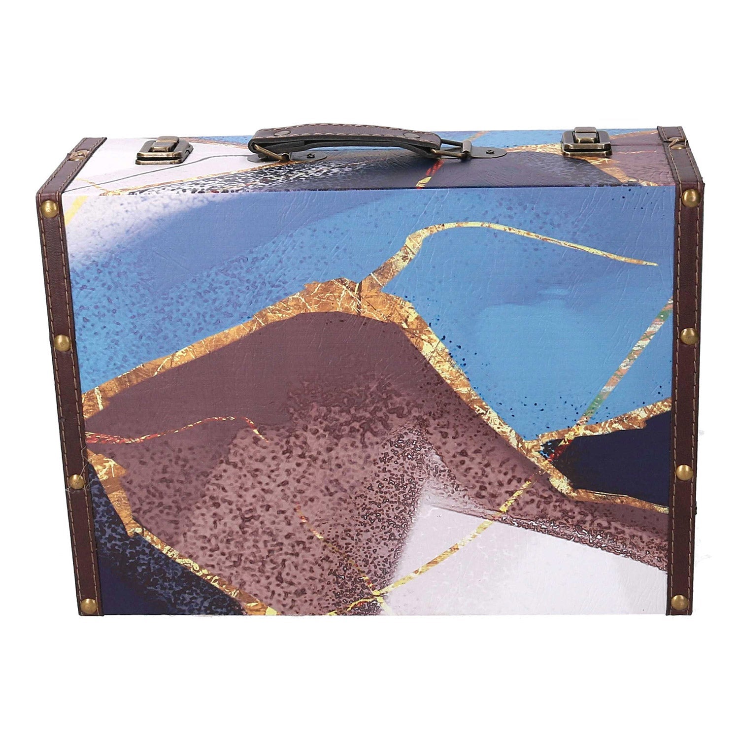 Set 3 Valigie in Similpelle blu marocco rettangolare