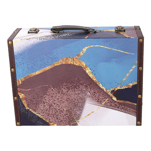 Set 3 Valigie in Similpelle blu marocco rettangolare