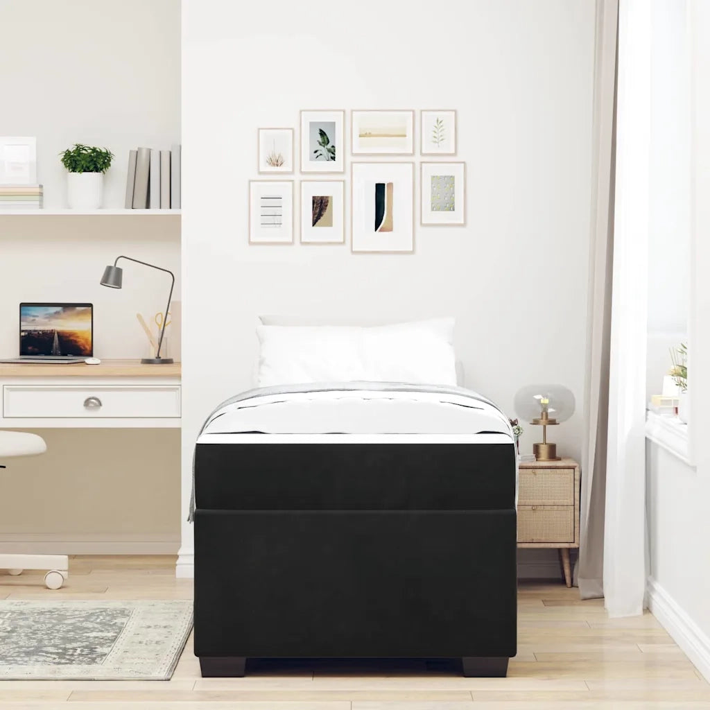 Struttura del letto con materasso Nero 80 x 200 cm Tessuto