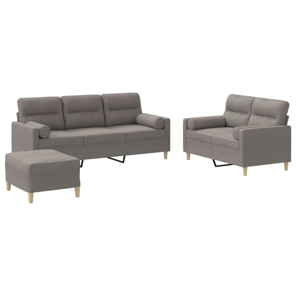 Set Divani 3 pz con Cuscini Tortora in Tessuto 3201631