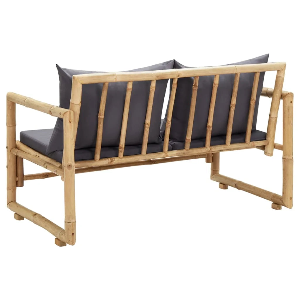 Panca da giardino mobili da esterno per patio mobili da terrazza con cuscini 115 x 65 x 71 cm bambù 02_0011585