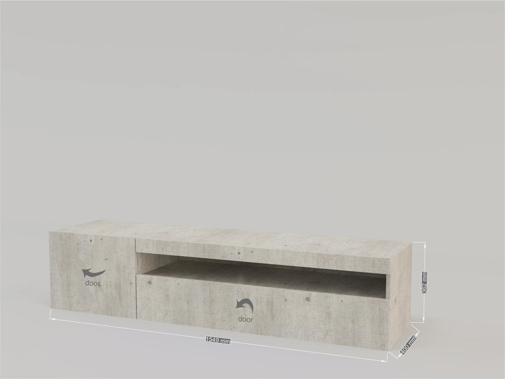 Porta TV con 1 anta + anta ribalta in stile DAIQUIRI cemento