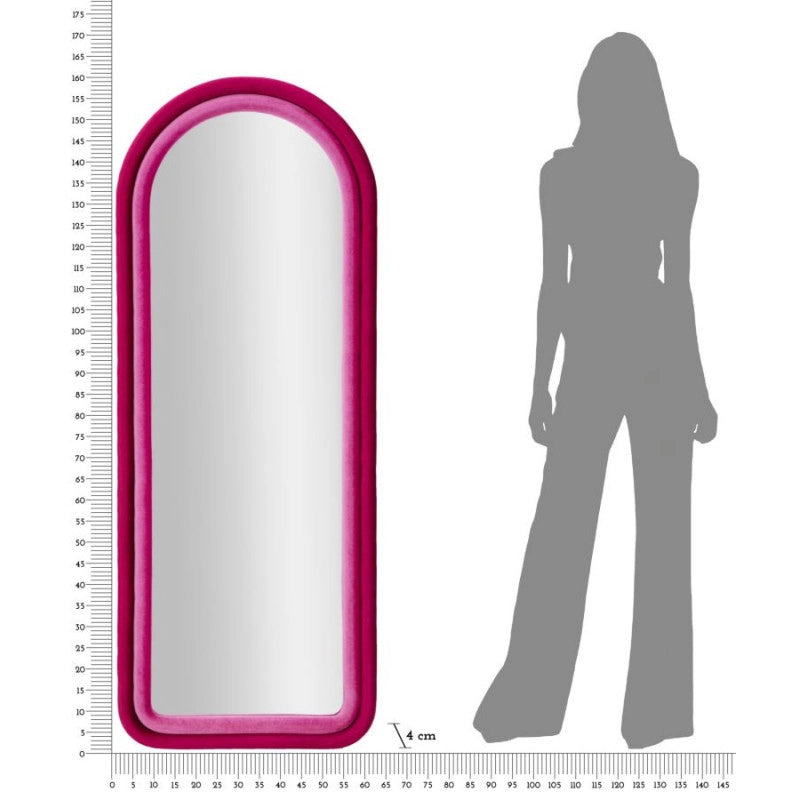 Specchio Da Muro Cloe Velluto Fuxia cm 60x4x160