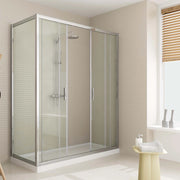 Box Doccia Angolare 75x150 cm 2 Ante Scorrevoli in Cristallo Trasparente 6mm H198 Fosterberg Viborg Duo