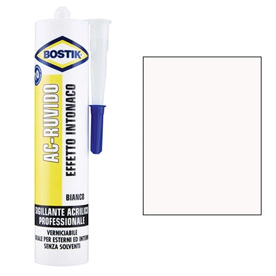 SILICONE ACRILICO EDILIZIA AC RUVIDO BOSTIK - BIANCO VERNICIABILE ML 300- 12 pezzi