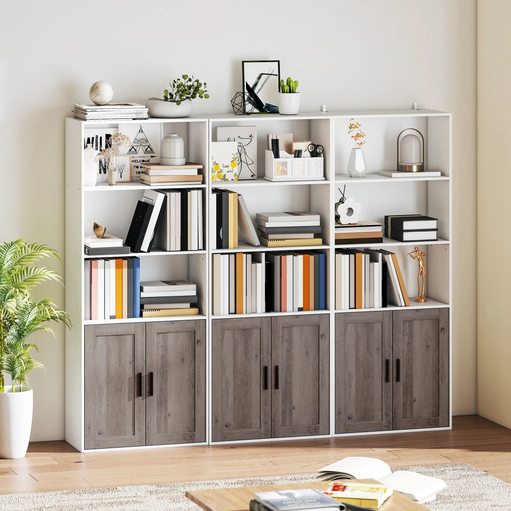 Libreria con ante e scaffali aperti ¨C Zephmum ¨C Bianco 60x30x149.5 cm
