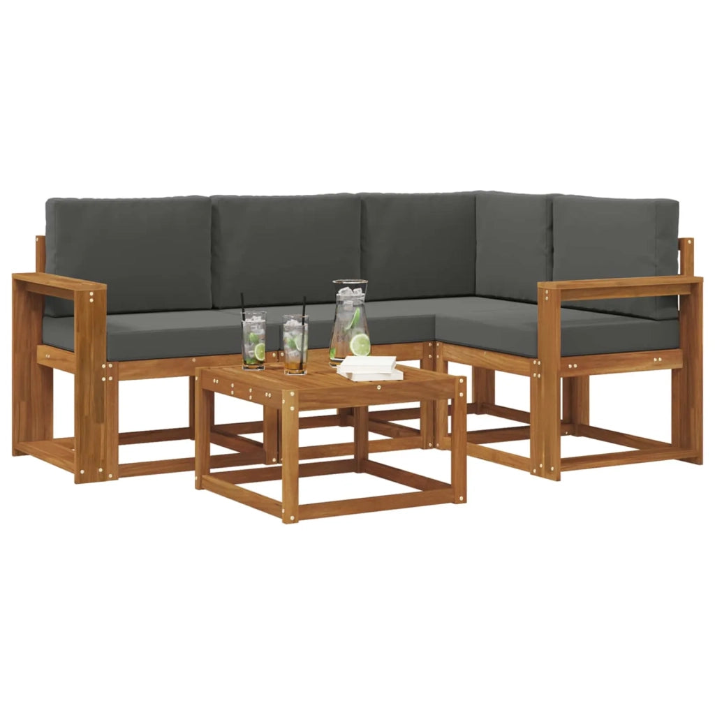 Set di divani da esterno con cuscino 5 pcs Naturale e Antracite