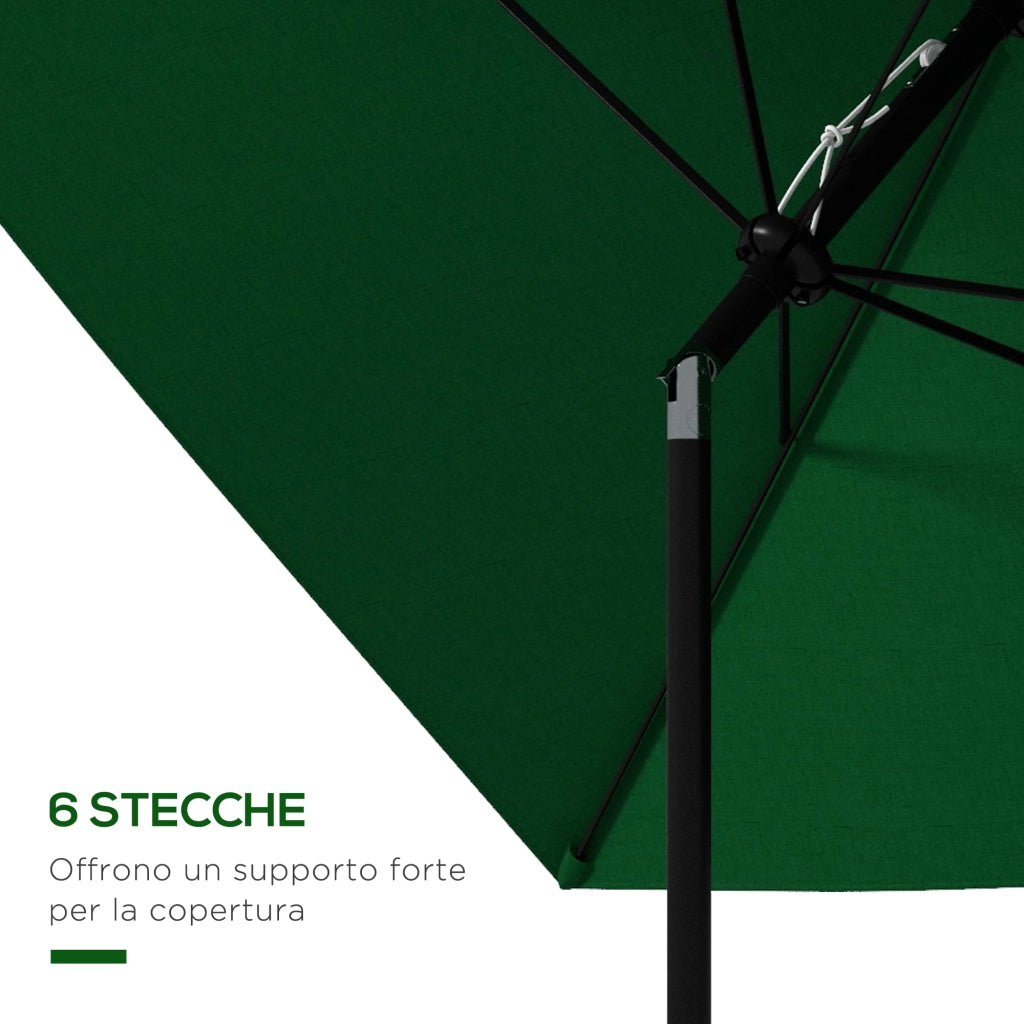 Ombrellone da Giardino Rettangolare Inclinabile ¨C zephmum ¨C Verde 2x3 m