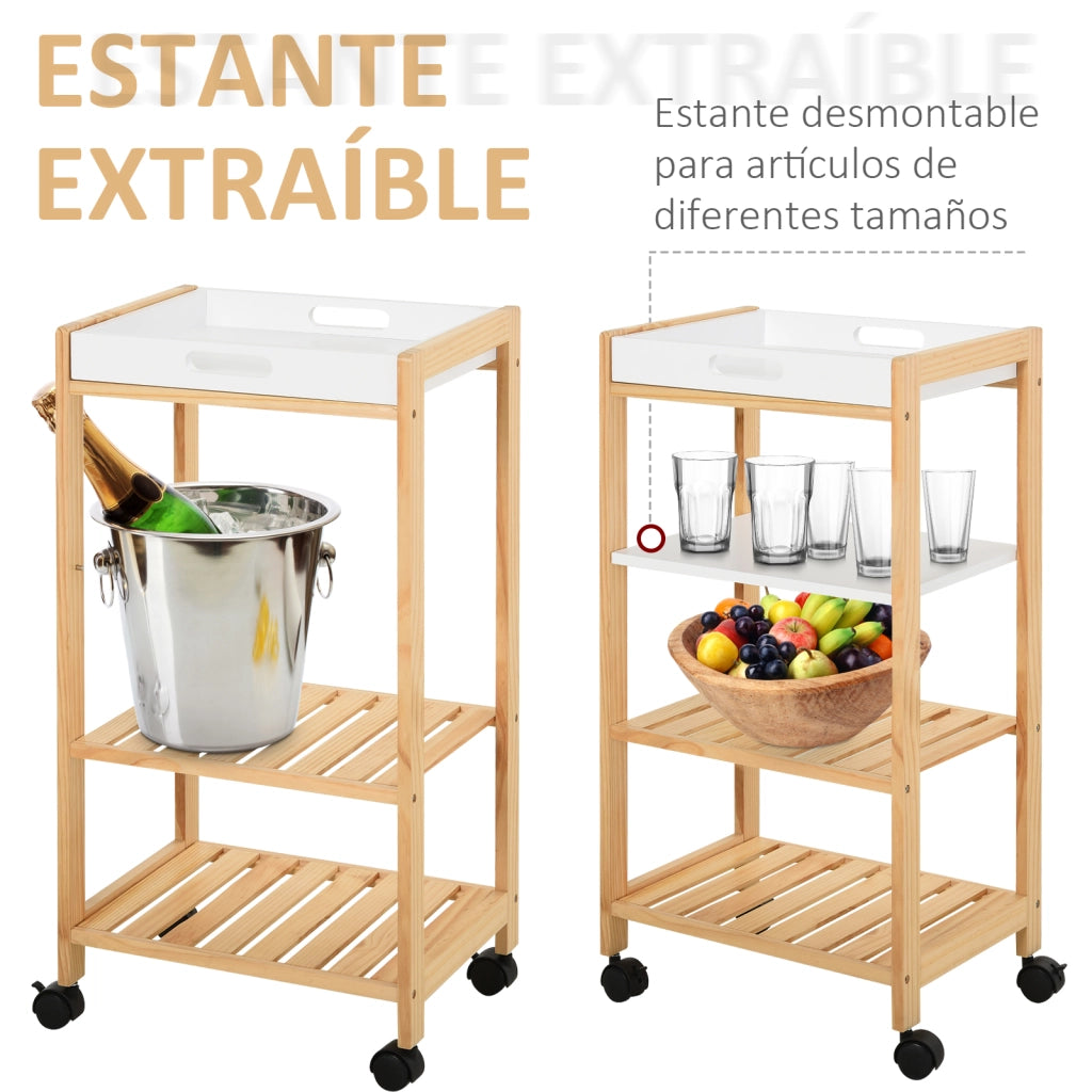 Carrello Multiusos per Cucina ¨C zephmum ¨C Bianco 40x30x76 cm