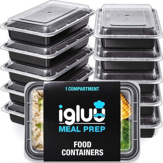 10 Contenitori di Cibo Riscaldabili BPA Liberi, Adeguate a Microonde, Congelatore e Lavastoviglie, (828 ml)