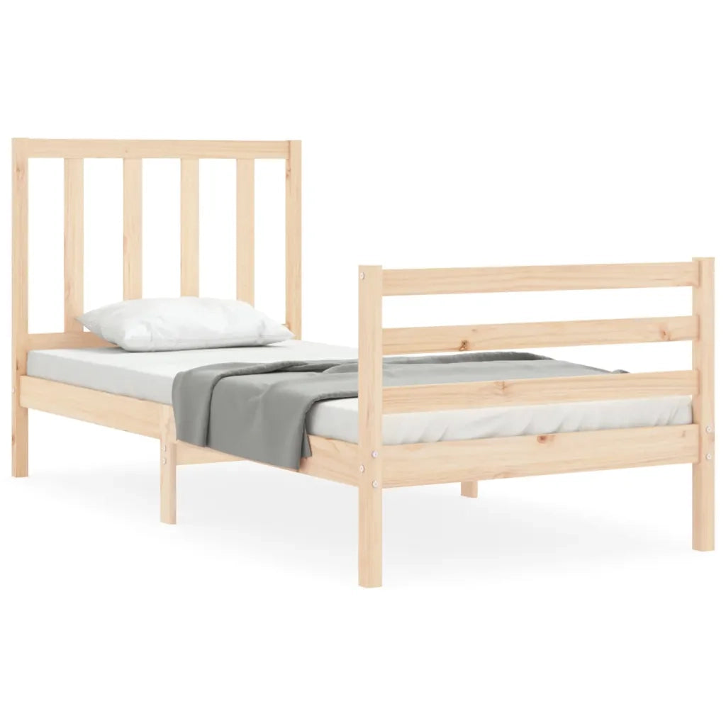 Giroletto con Testiera Single-Struttura Letto in Legno Massello 215424