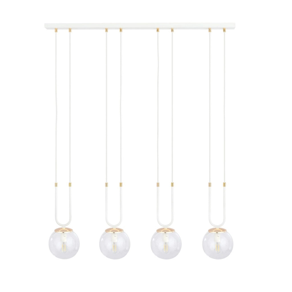 Lampada a sospensione GLAM in acciaio bianco e vetro