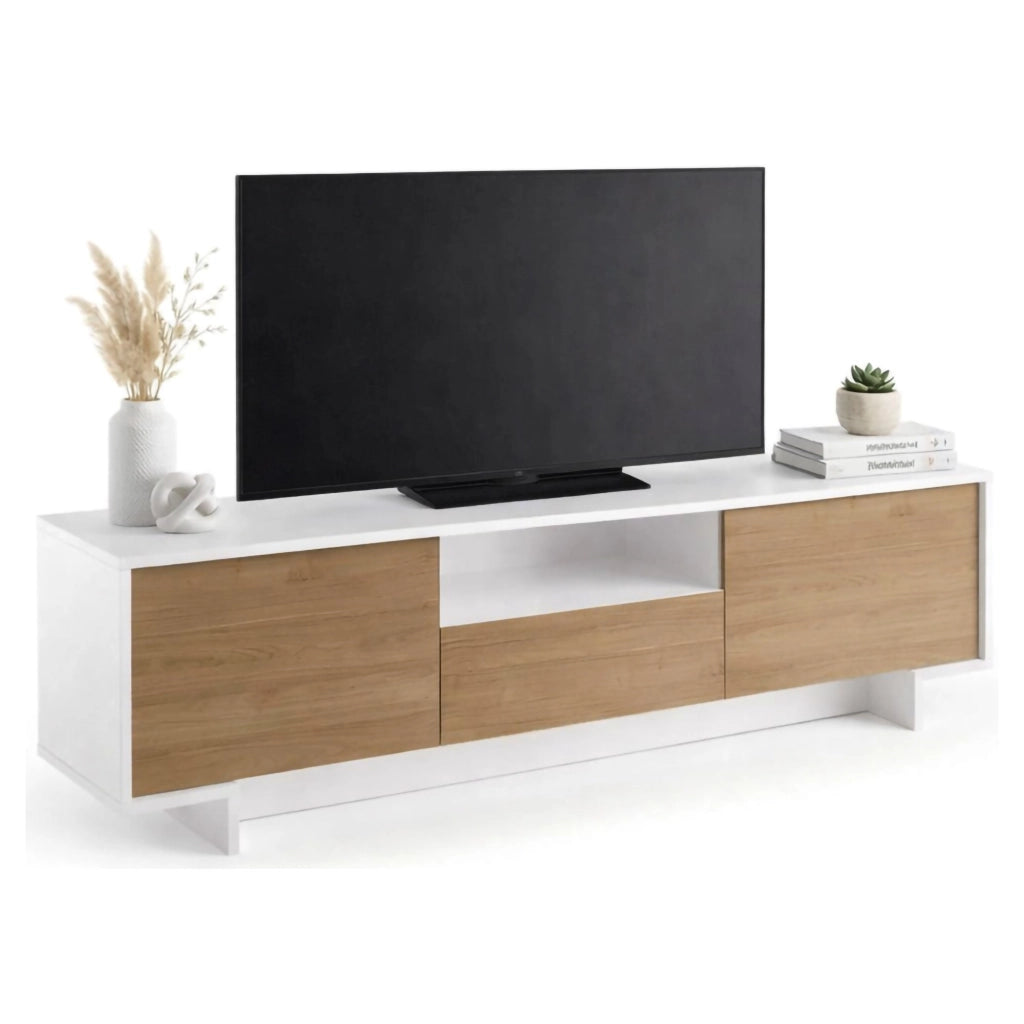 Atina, Mobile Porta tv un Cassetto Made in Italy, 170x42x48h cm Bianco