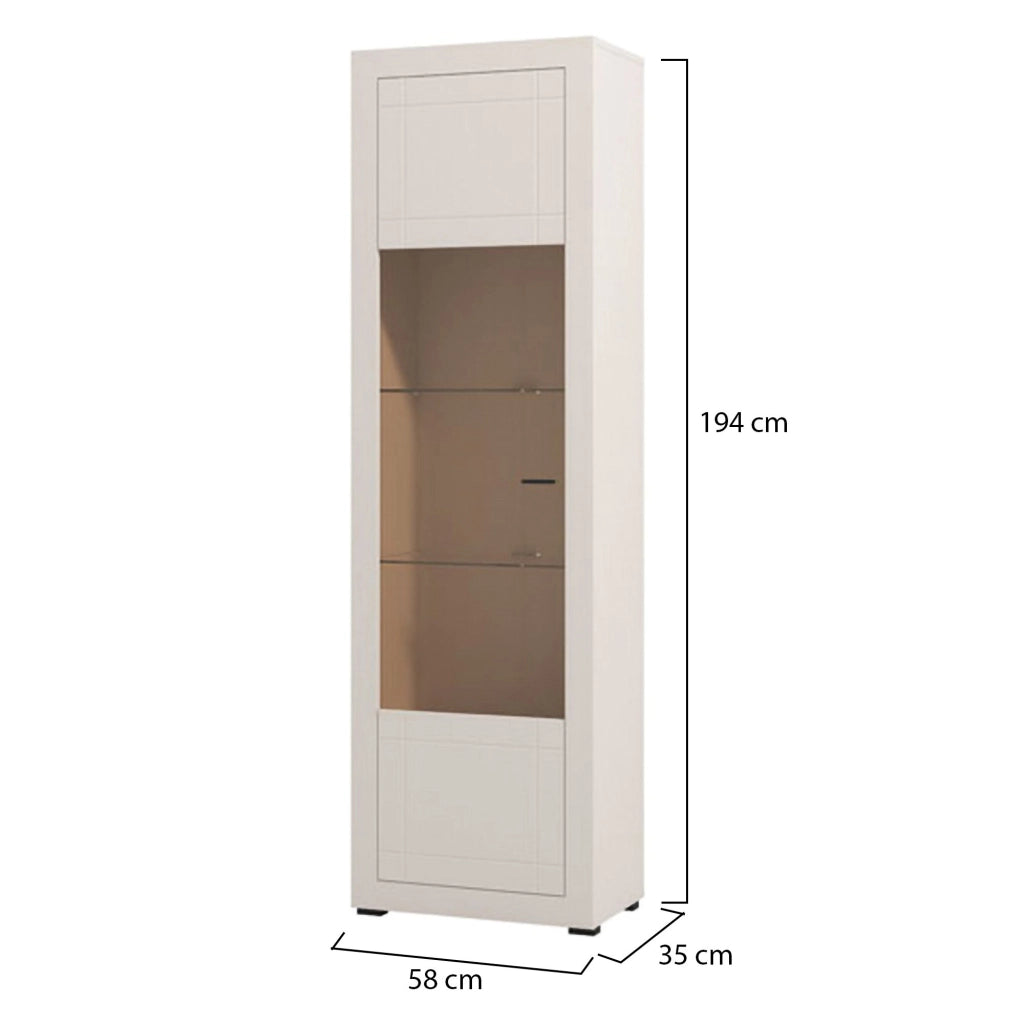 Mobile Espositore Palena, Vetrina 4 Ripiani, 58x35x194h cm Beige