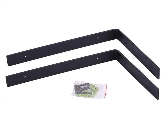 Sostegni in legno - 29,5 x 20,5 cm - Appoggio per oggetti di uso domestico - Stile industriale - Montaggio facile - Fermo parete - Fatto di ferro