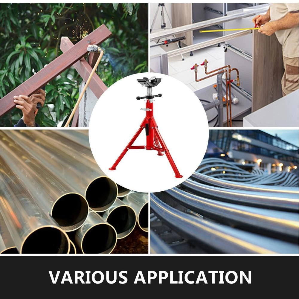Pipe Support With 2-ball Transfer V-head 1107A, Foldable Pipe Stand, 2.04 T, Pipe Rod Height Adjustable