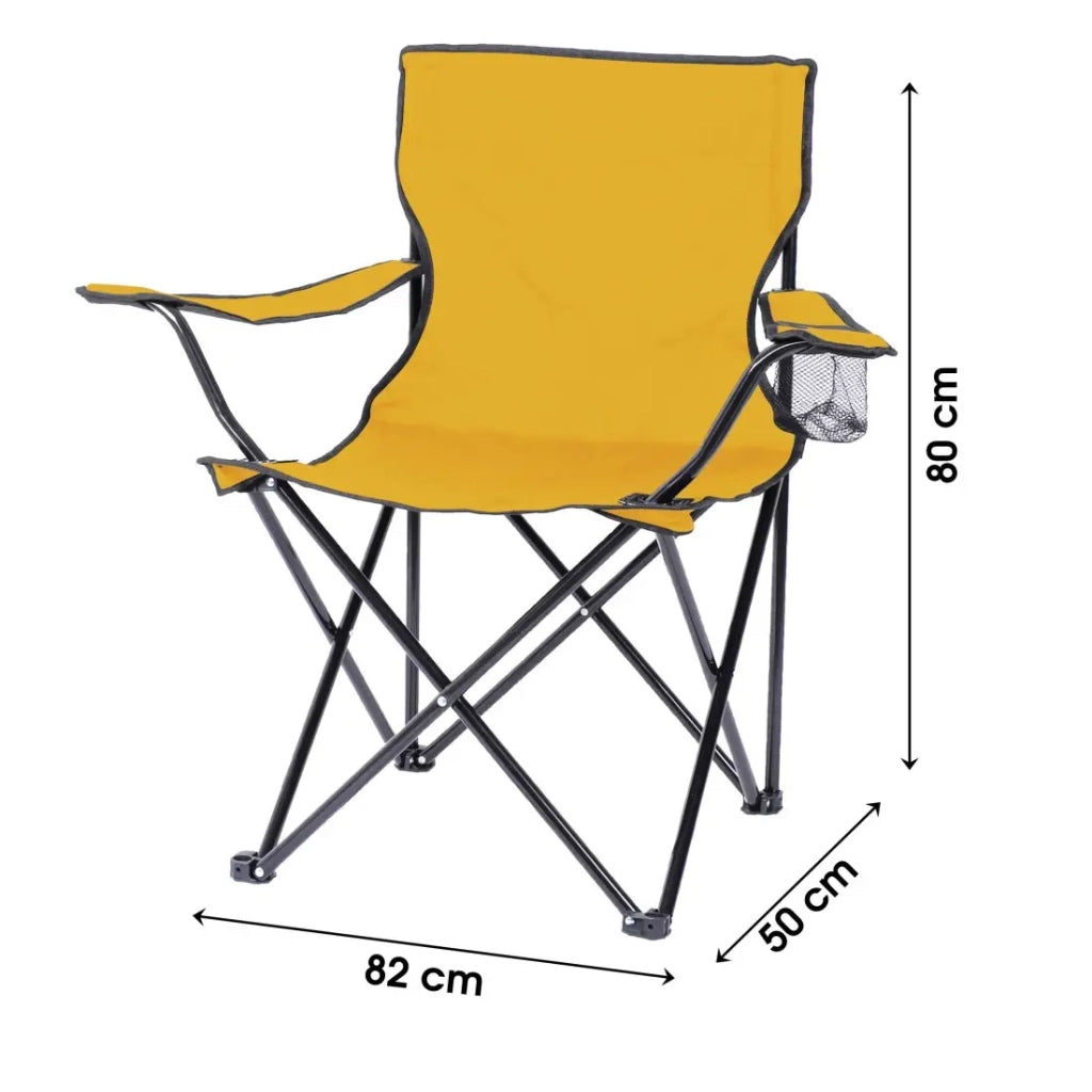 Sedia pieghevole da campeggio in tessuto giallo – 82 x 50 x 80 cm