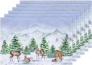 Piatti per tavola con tema d'inverno - Set di 6 - 30 x 49 cm - Lavabili - Resistente al calore - Antiscivolo - Utilizzo interno ed esterno - Decorazione da tavolo