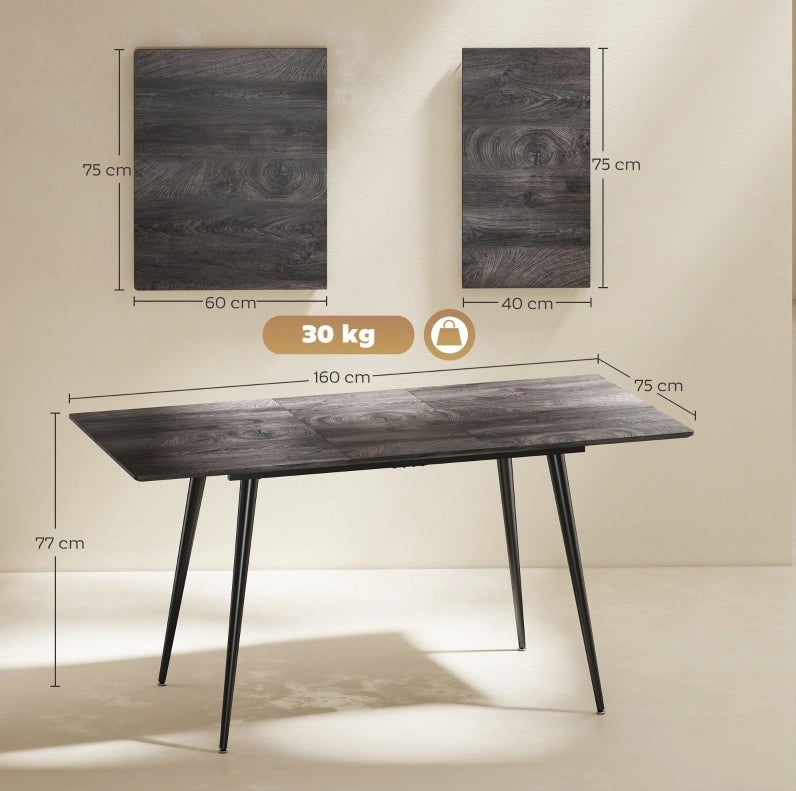Tavolo da pranzo allungabile grigio 120-160 x 75 cm