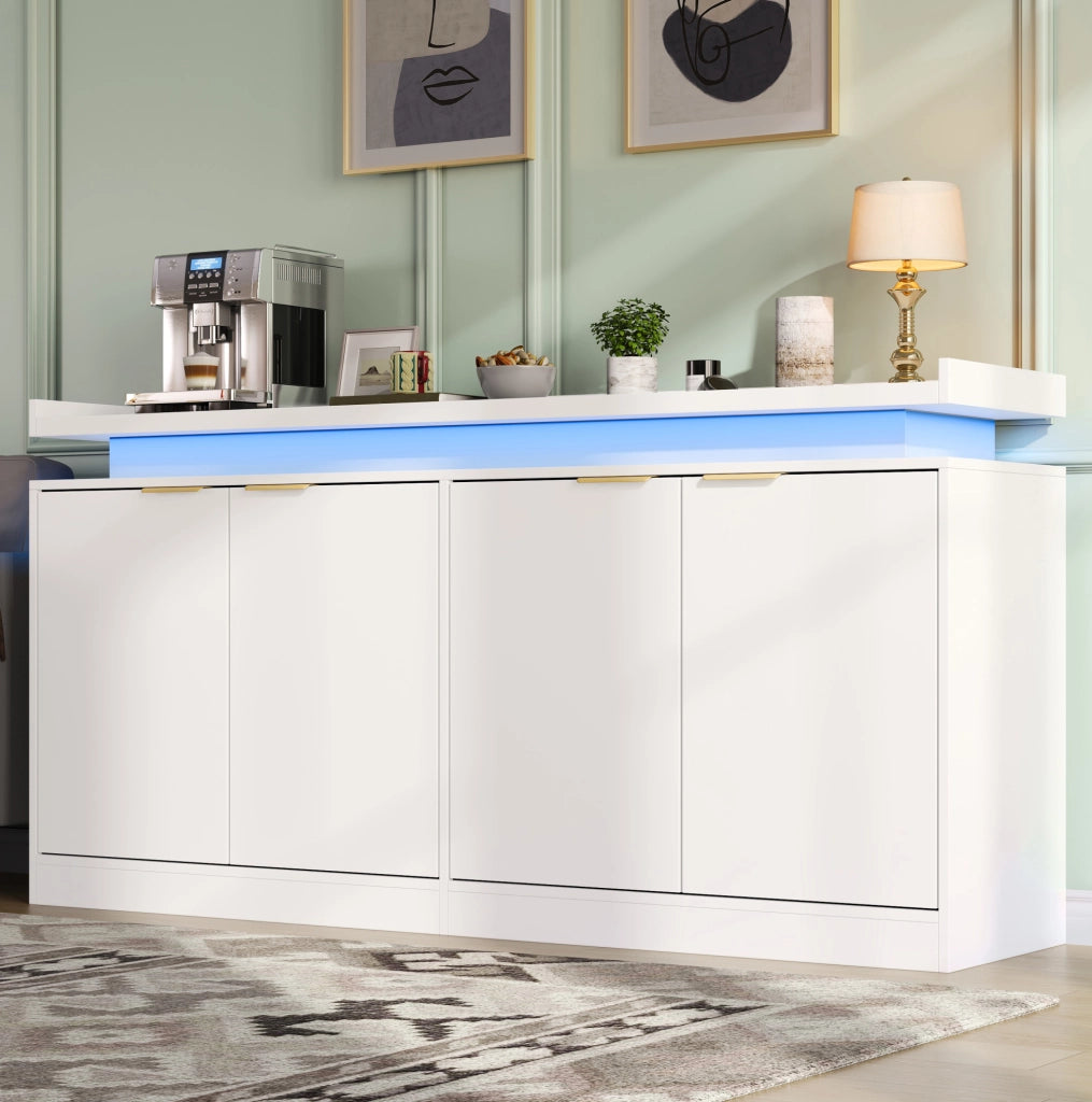 CREDENZA con LED RGB 160x39x83 cm MDF Bianca