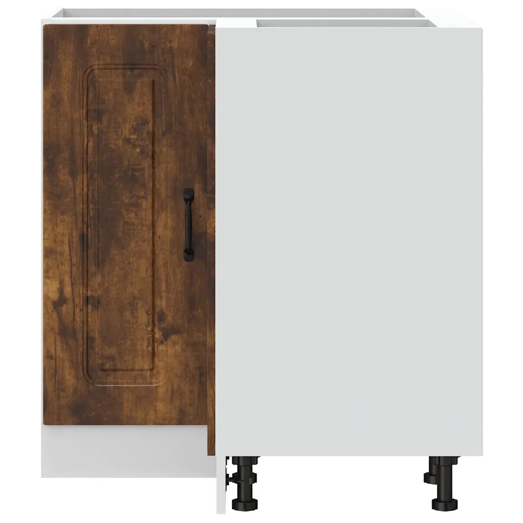 Mobile angolare da cucina di grandi dimensioni con ampio spazio contenitivo 75,5 x 75,5 x 81,5 cm realizzato in legno composito finitura rovere affumicato 02_0049935