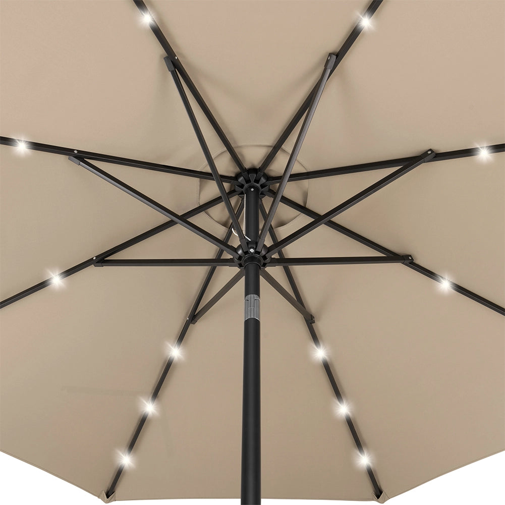 Ombrellone da Giardino 270 cm con Luci LED Parasole Ecru Antivento Esterno 8 Ribs