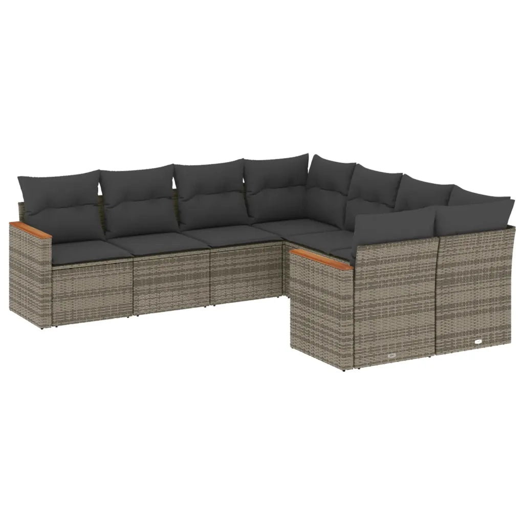 Set Divano da Giardino 8 pz con Cuscini Grigio in Polyrattan 3226557