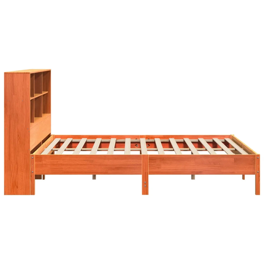 Letto matrimoniale | Letto per adulti | Letto Libreria senza Materasso Marrone Cera 200x200 cm in Pino