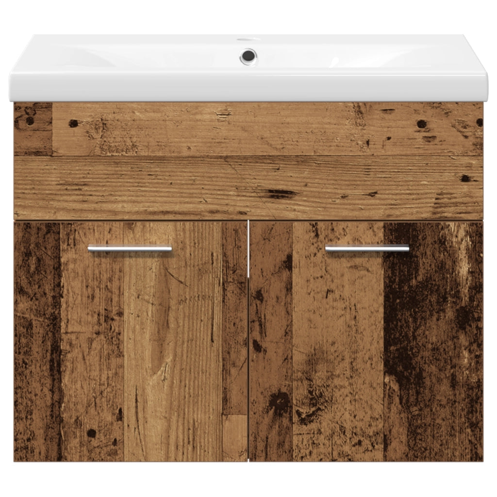 Set di Mobili per Bagno a 3 Pezzi Legno Vecchio Legno Ingegnerizzato