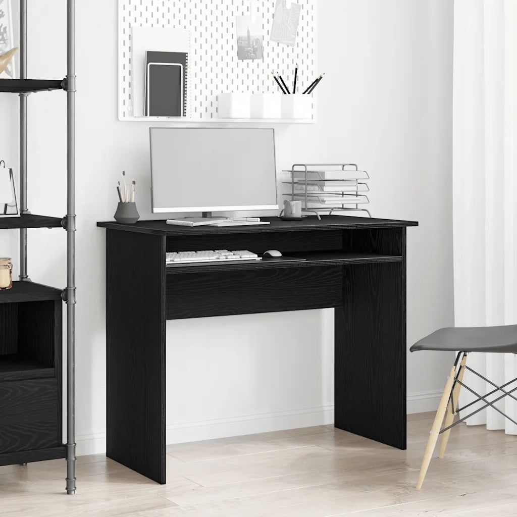 Scrivania | Tavolo da Ufficio Rovere Nero 90x50x74 cm in Legno Multistrato
