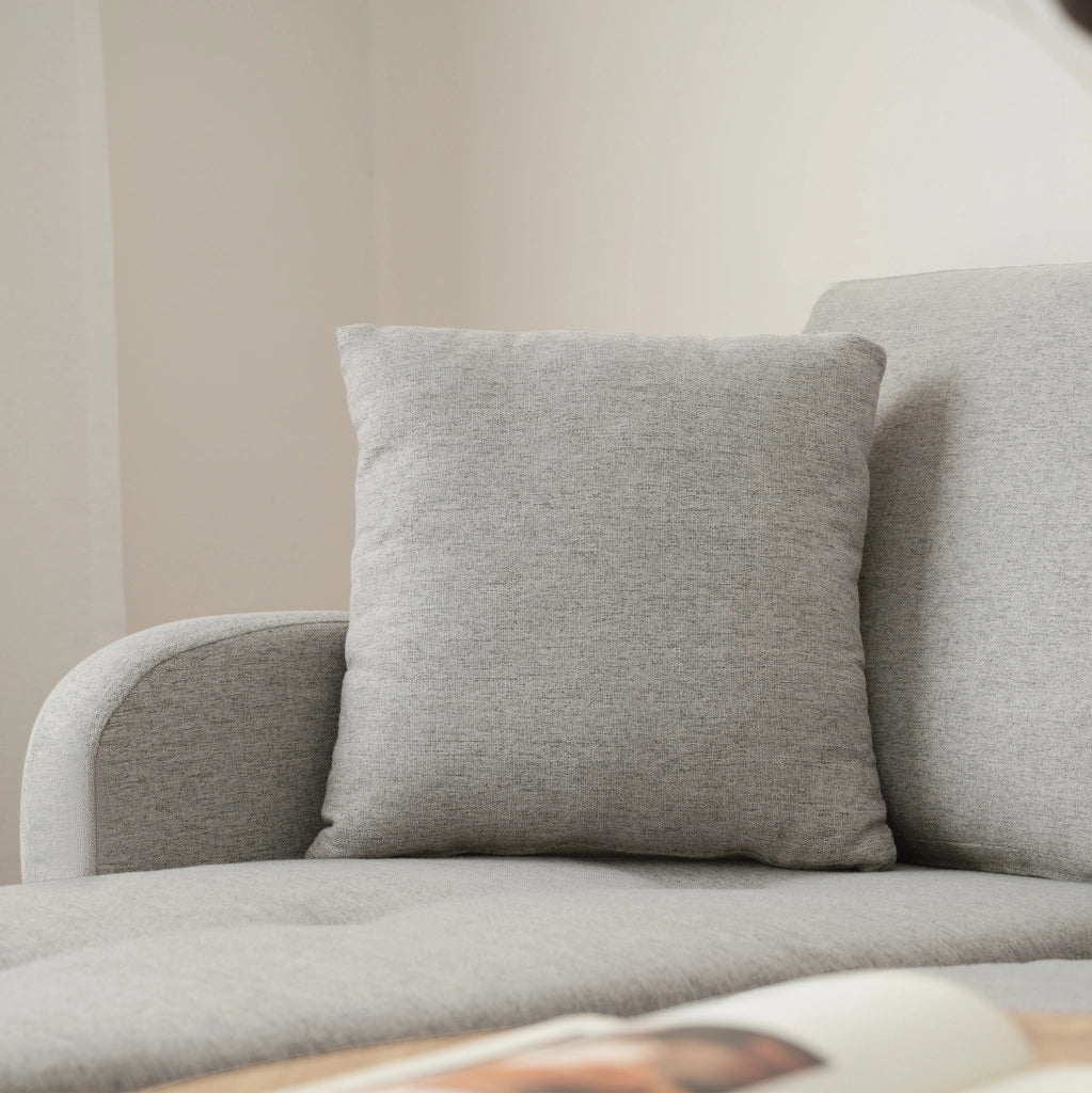 Divano angolare modulare con chaise longue 166x118x77 cm; tessuto effetto lino grigio