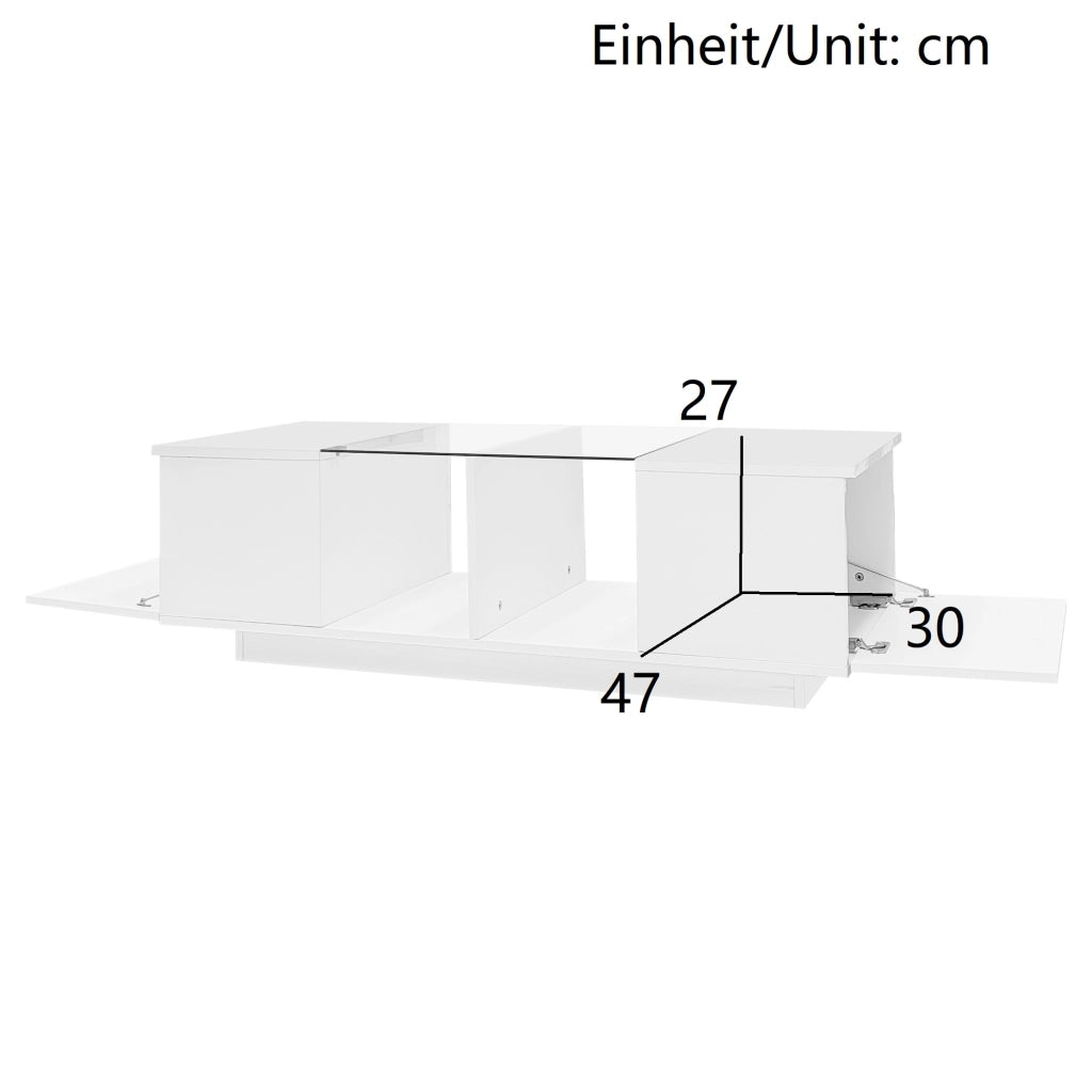 TAVOLO DA CAFFÈ Moderno 120 x 50 x 38,5 cm Bianco con LED e piano in vetro