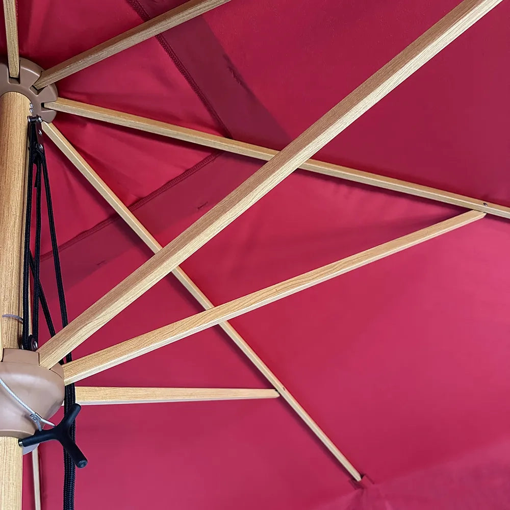 Tempo Style - Ombrellone da Giardino Vomero 3x3 m | Ombrellone da Esterno in Alluminio e Poliestere 180g/㎡ (Terracotta/Legno Rovere)