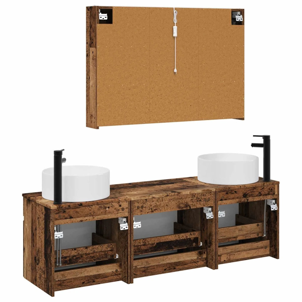 Set di Armadi da Bagno 4 pcs Legno antico 103,5 x 15,5 x 70 cm 3406669