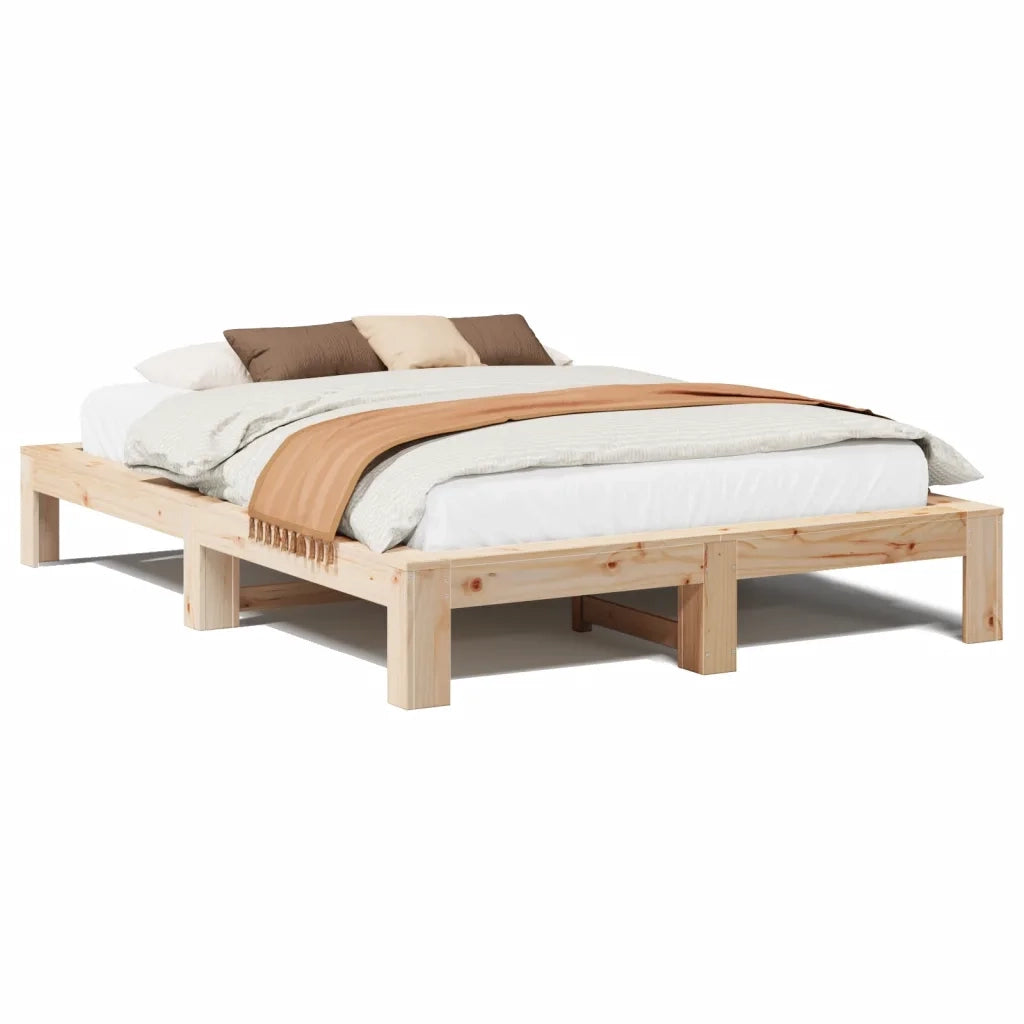 Letto matrimoniale | Letto per adulti | Letto senza Materasso 140x190 cm in Legno Massello di Pino