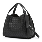 Borsa a tracolla casual da donna in pelle di vacchetta nera