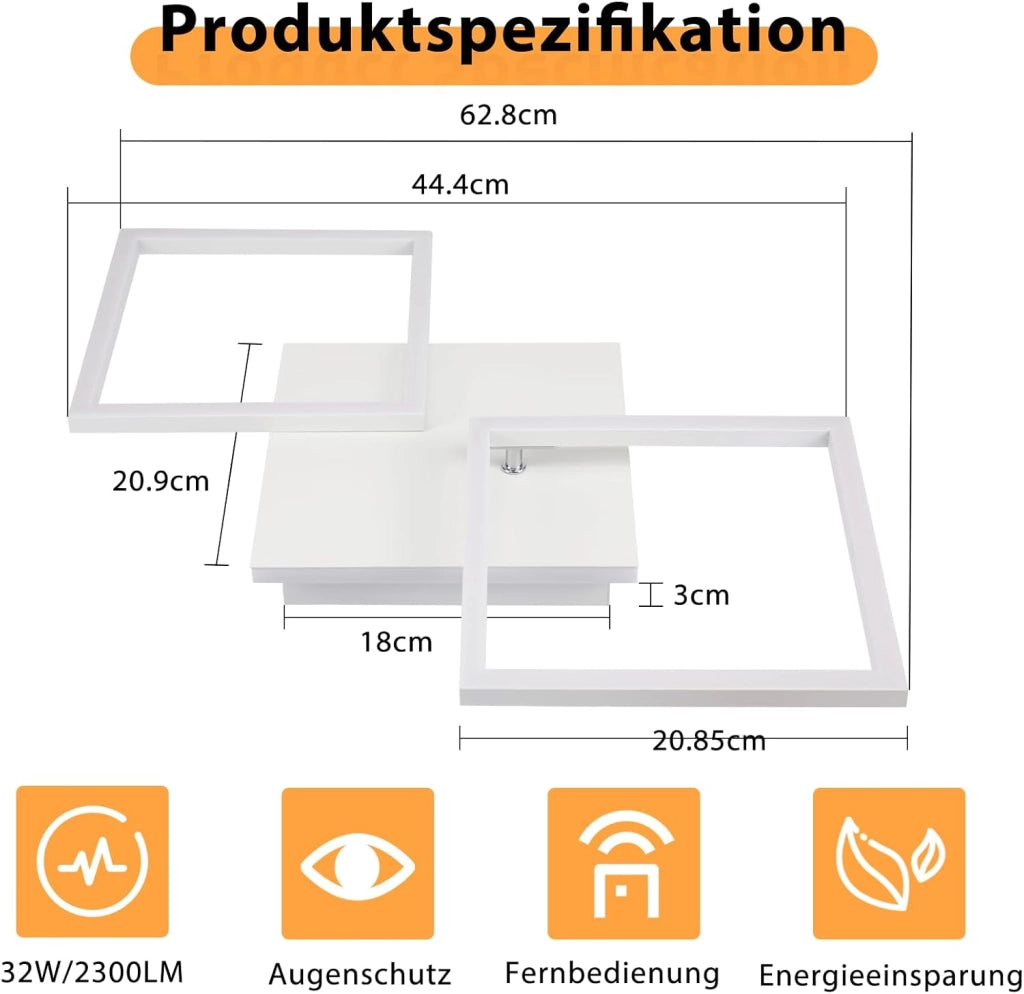 ZMH Lampada da soffitto plafoniera LED moderna bianca 3000-6500K per soggiorno cucina ufficio