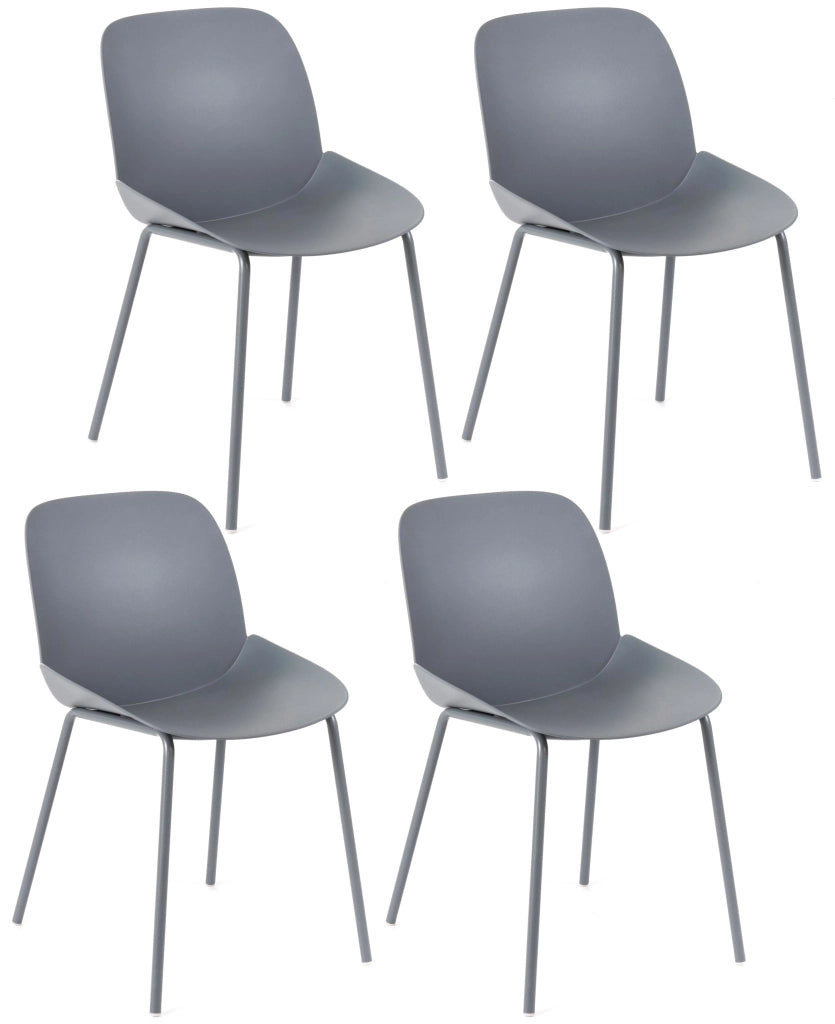 Set 4 Sedie 55x46xH79 cm in Polipropilene Eva Grigio Scuro
