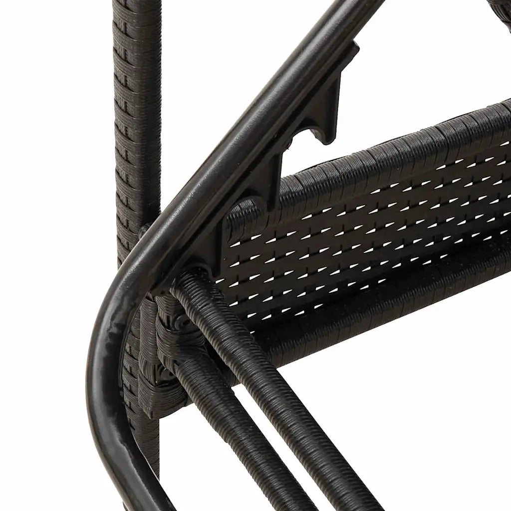 vidaXL Lettino prendisole con cuscino nero 63x200x81 cm in polyrattan (solo USA)