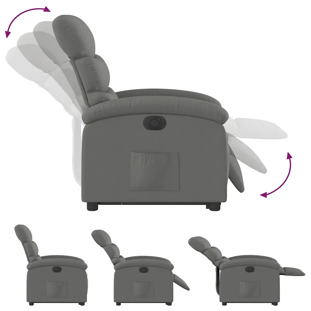 Poltrona Alzapersona Reclinabile Elettrica Grigio Scuro Tessuto 3204003