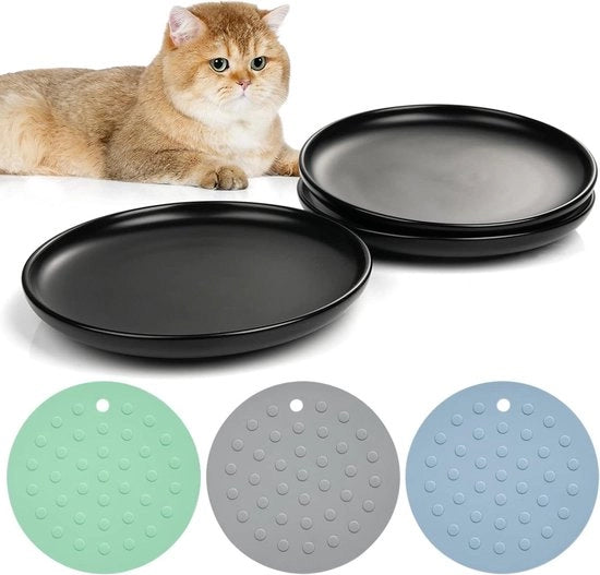 Tre imballaggi di gattai in ceramica senza stress con tappeti antiscivolo - ideali per gatti e gattini