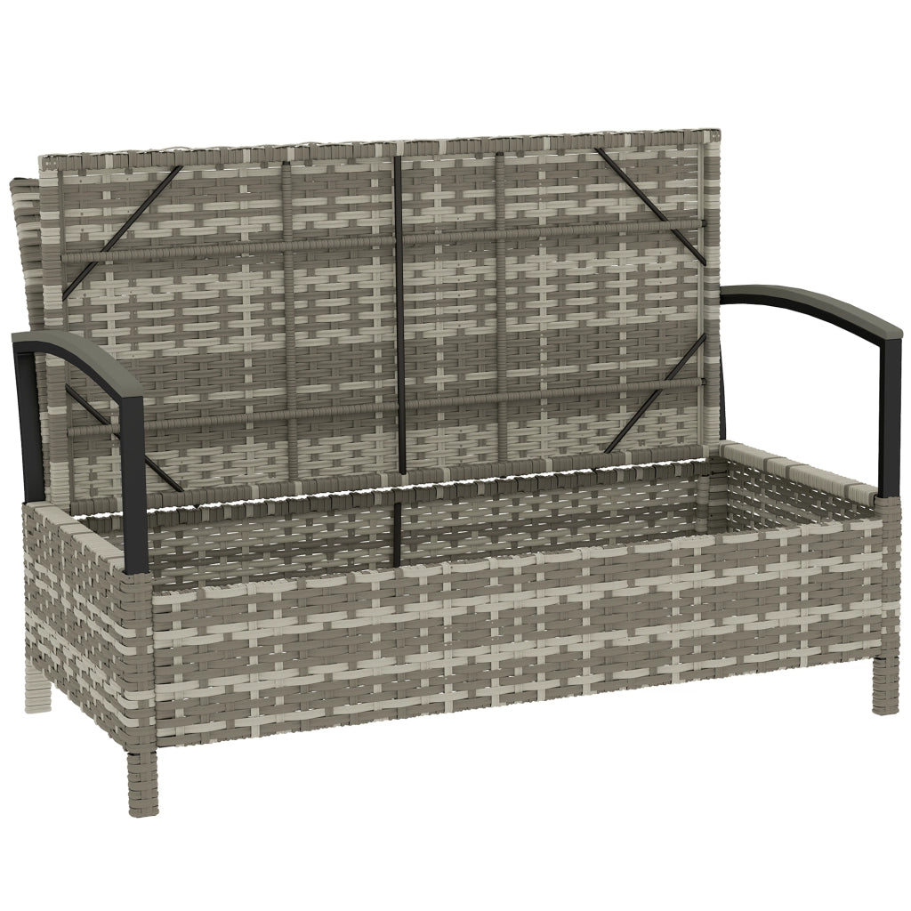 Panchina Giardino 2 Posti con Cuscini e Stoccaggio ¨C zephmum ¨C Poly Rattan Grigio Scuro 123x70x82